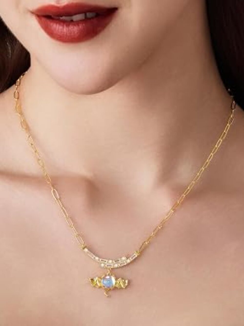 Neiman Marcus 18k Gold Plated Bat Necklace